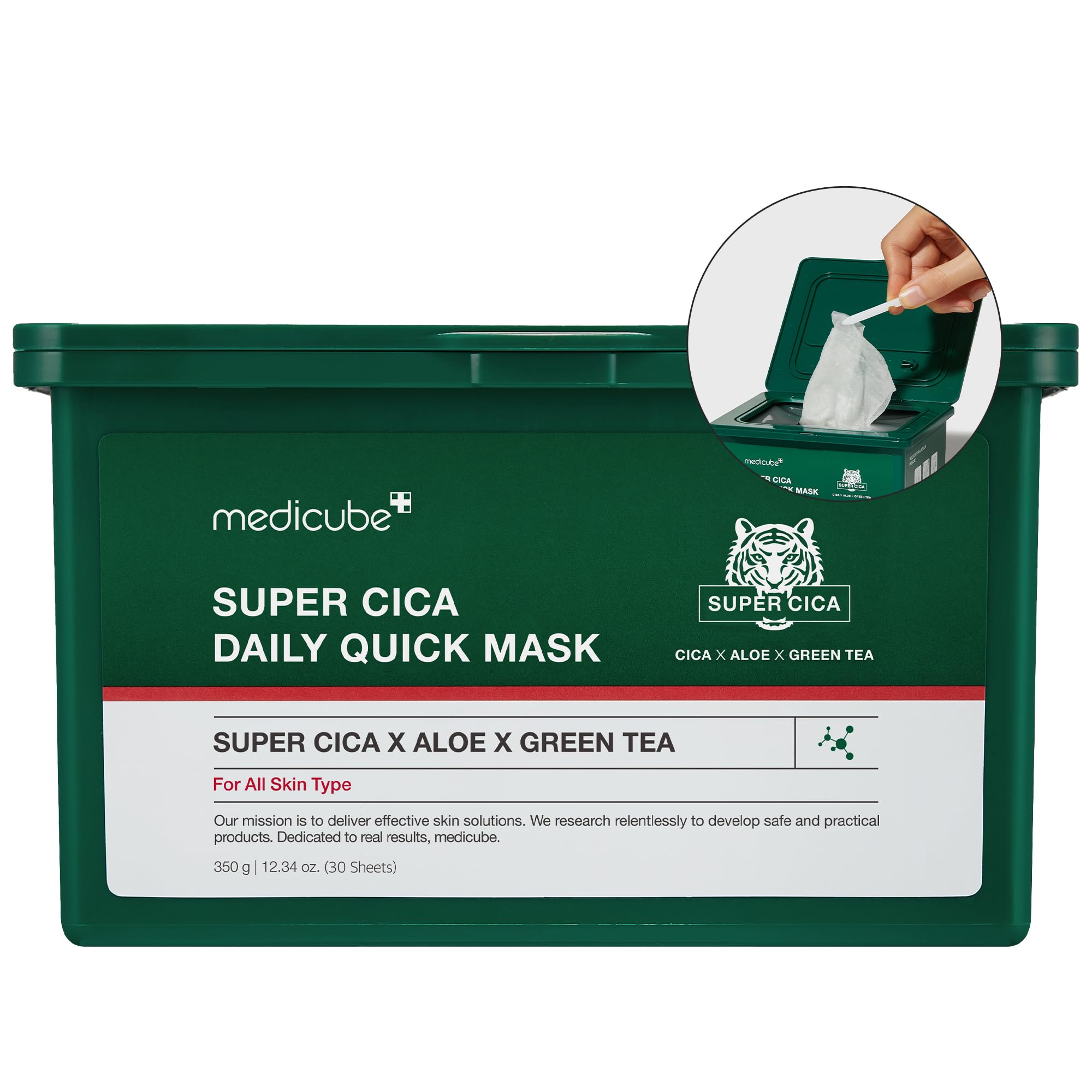 Medicube Super Cica daily quick mask sheet in use for instant soothing