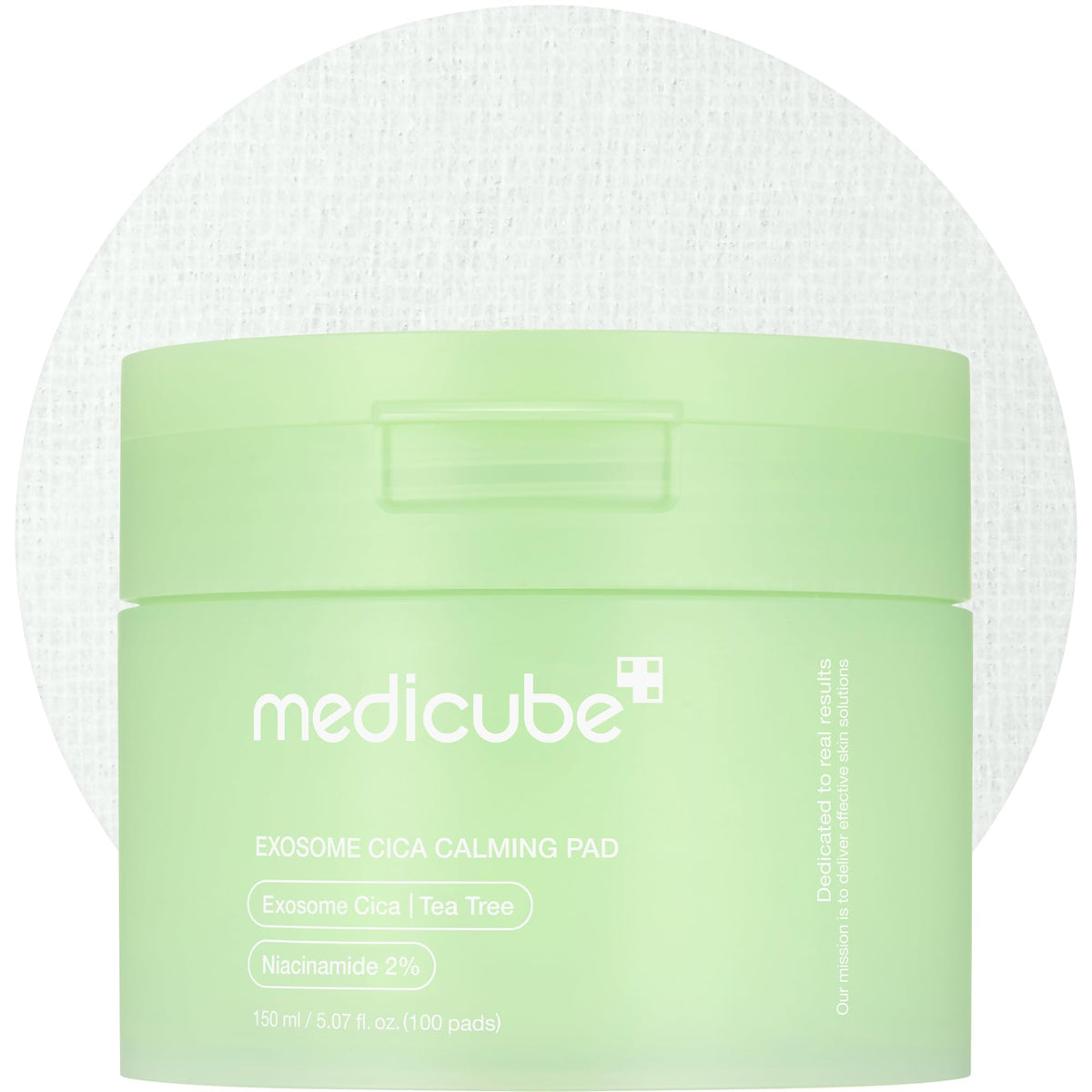 Medicube Exosome CICA Tea Tree toner pads bottle pour for calming hydration.