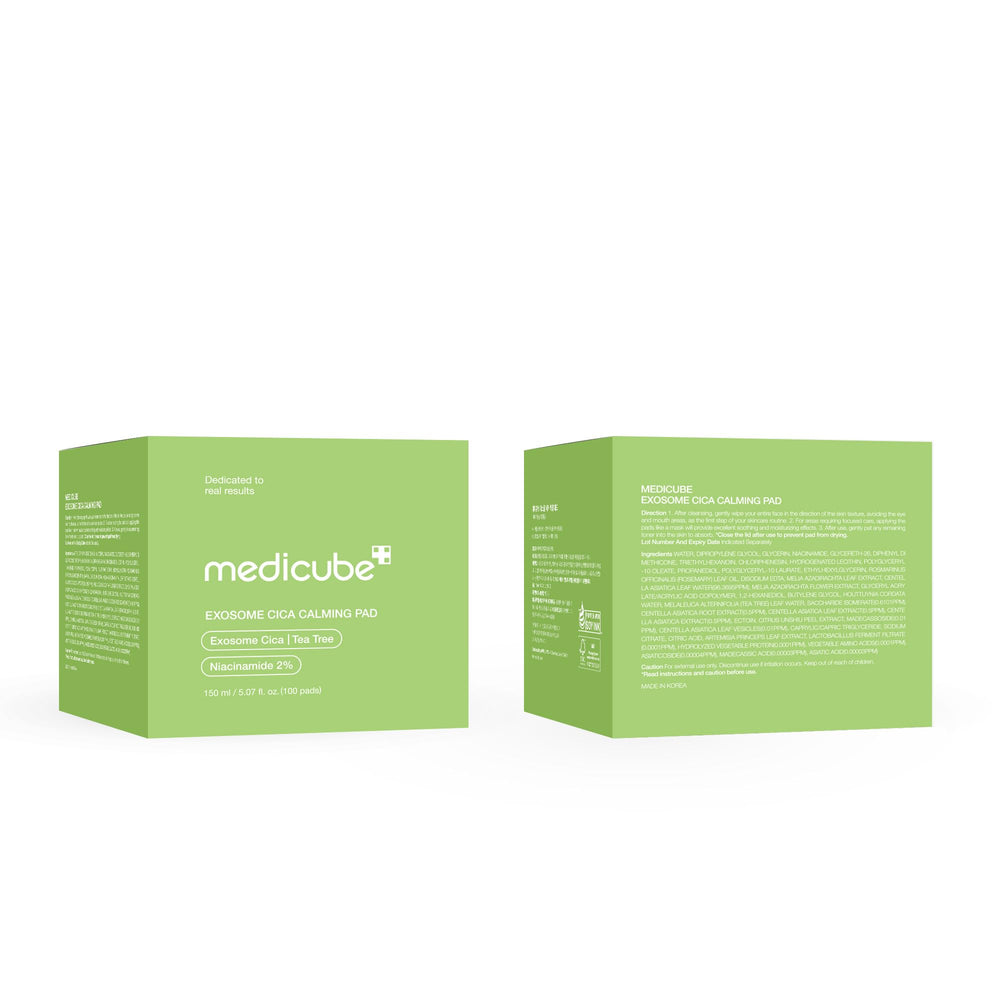 Ingredients display of Medicube Exosome CICA Tea Tree with centella and tea tree.