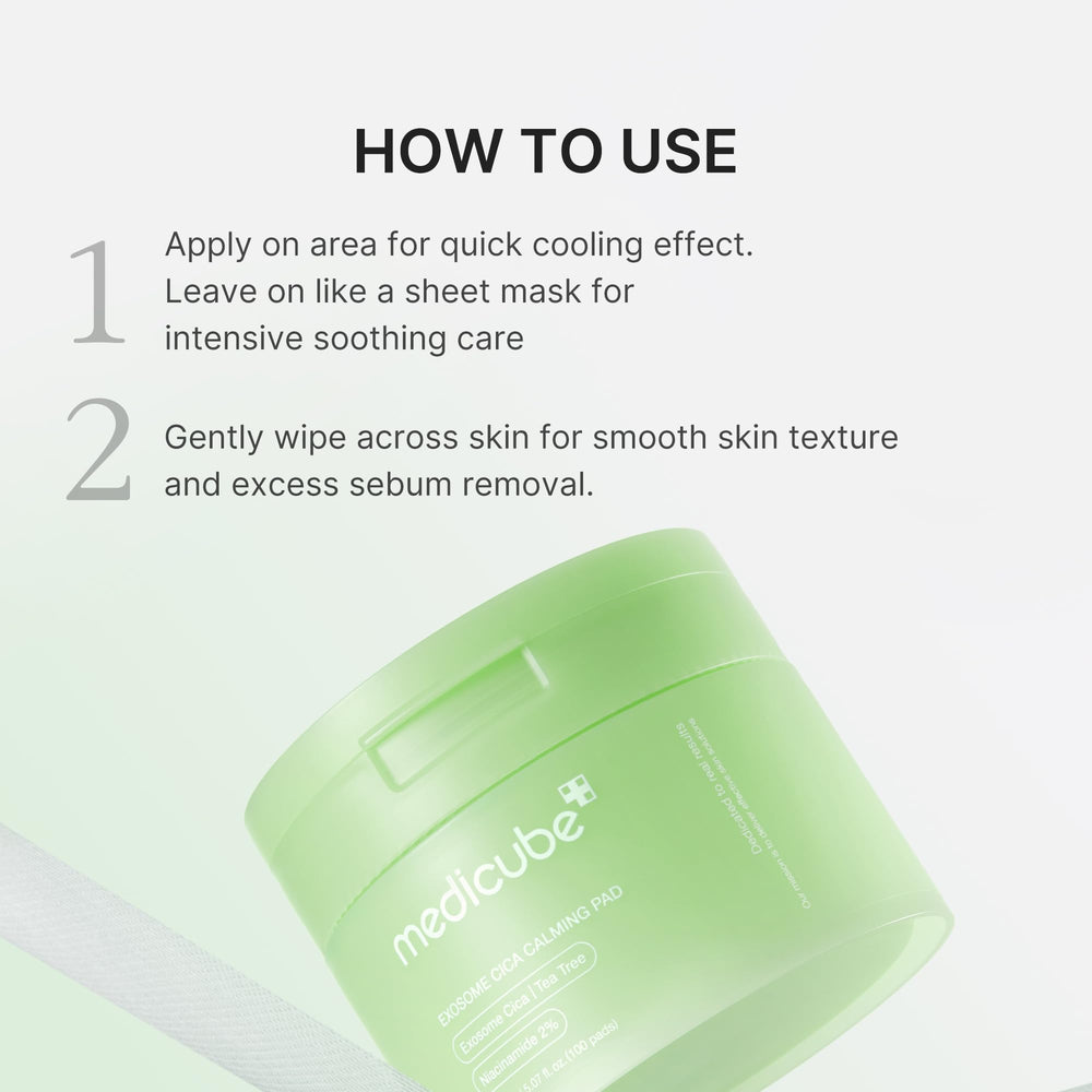 Texture swatches of Medicube pads highlight light, non-irritating hydration.