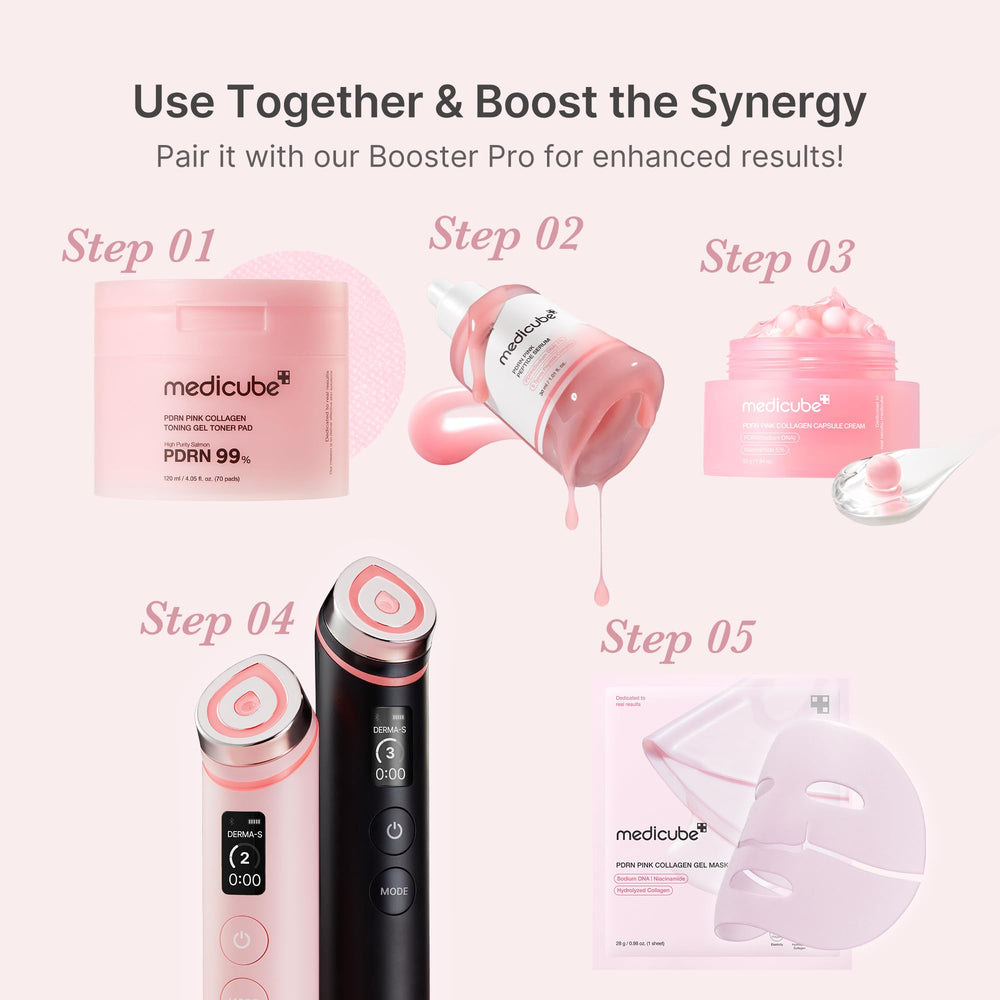 Medicube vegan rose PDRN ingredients graphic highlighting clean beauty
