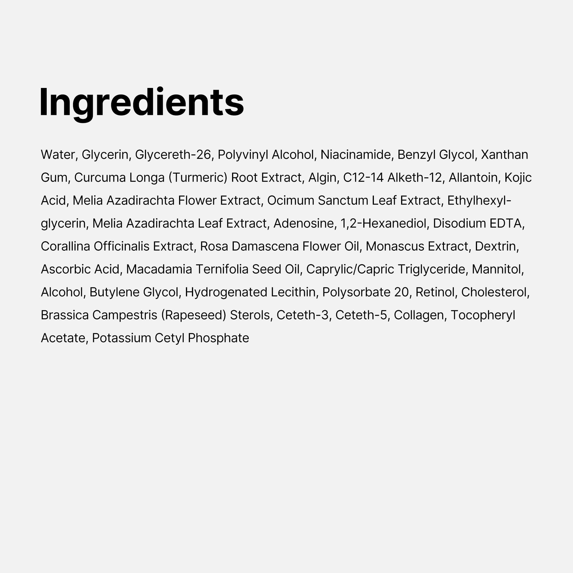 Medicube Wrapping Mask ingredients turmeric, kojic acid, and vitamin C for even tone.