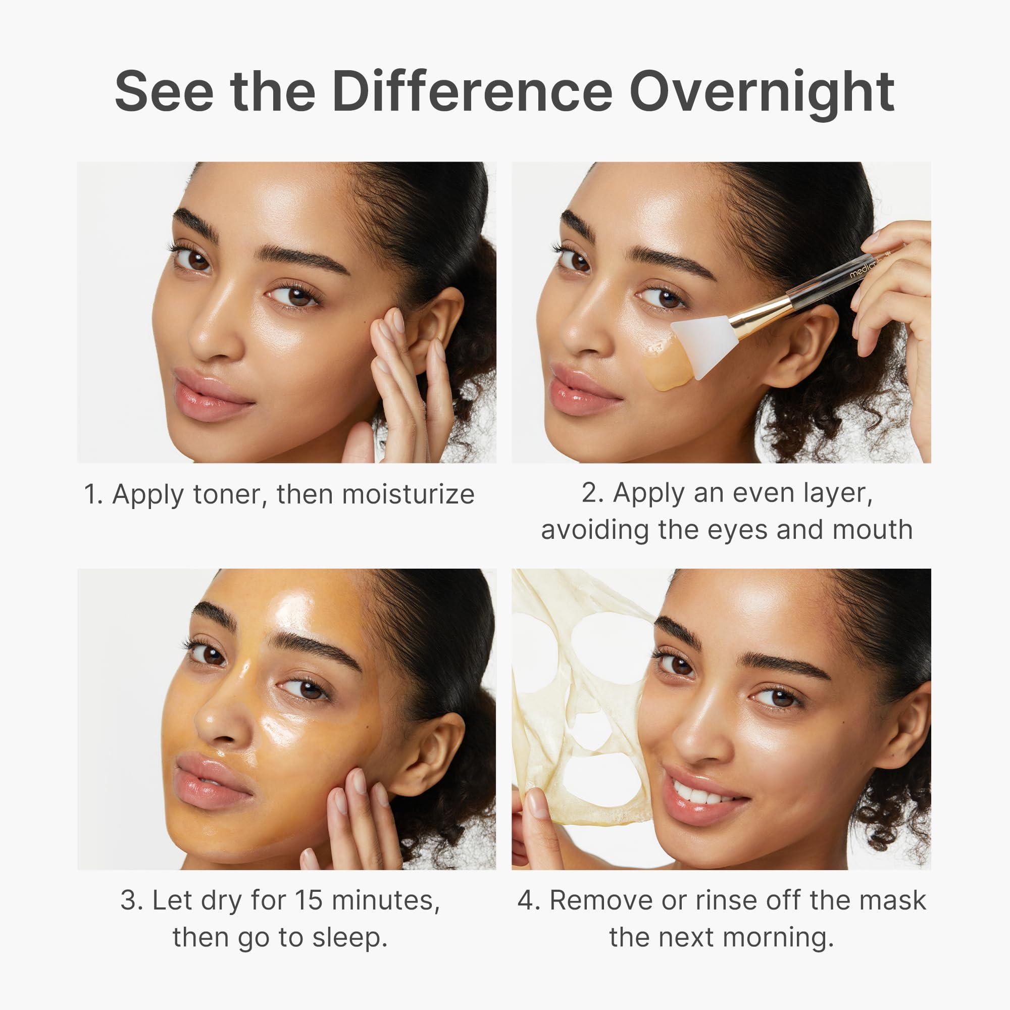 Medicube Wrapping Mask morning glow after removal for radiant complexion.