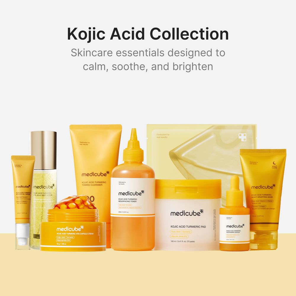 Medicube Wrapping Mask texture close-up showing turmeric and kojic blend.