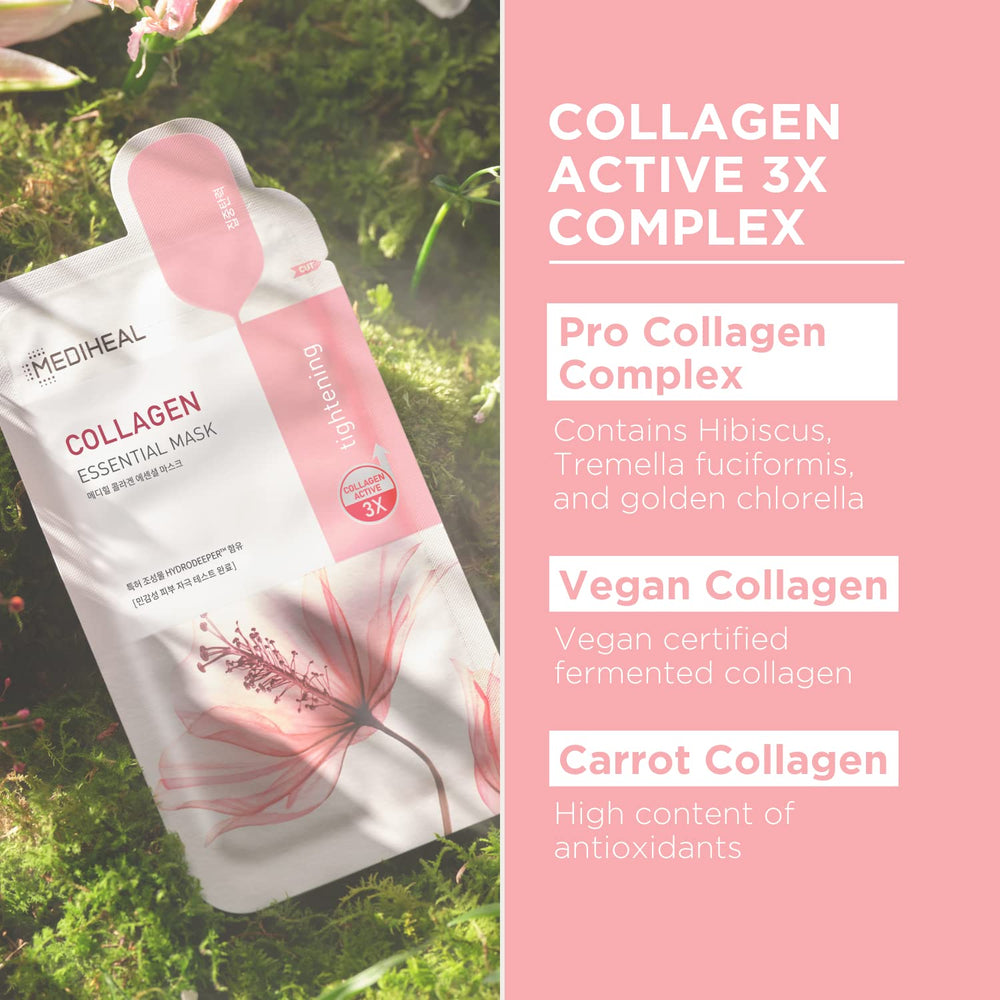 Mediheal Collagen Essential Mask sheet closeup reveals silky texture for better absorption.