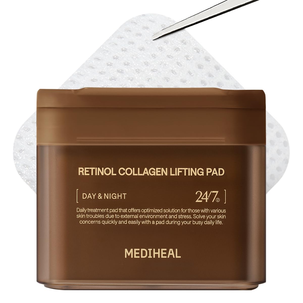 Mediheal Retinol Collagen Lifting Pad close-up showing firming action.