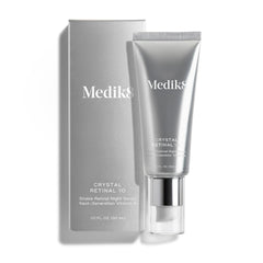 Medik8 Crystal Retinal 10 bottle view highlighting hydrating night serum benefits