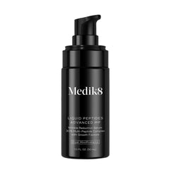 Medik8 Liquid Peptides Advanced MP bottle showcases premium hydrating serum for radiant skin