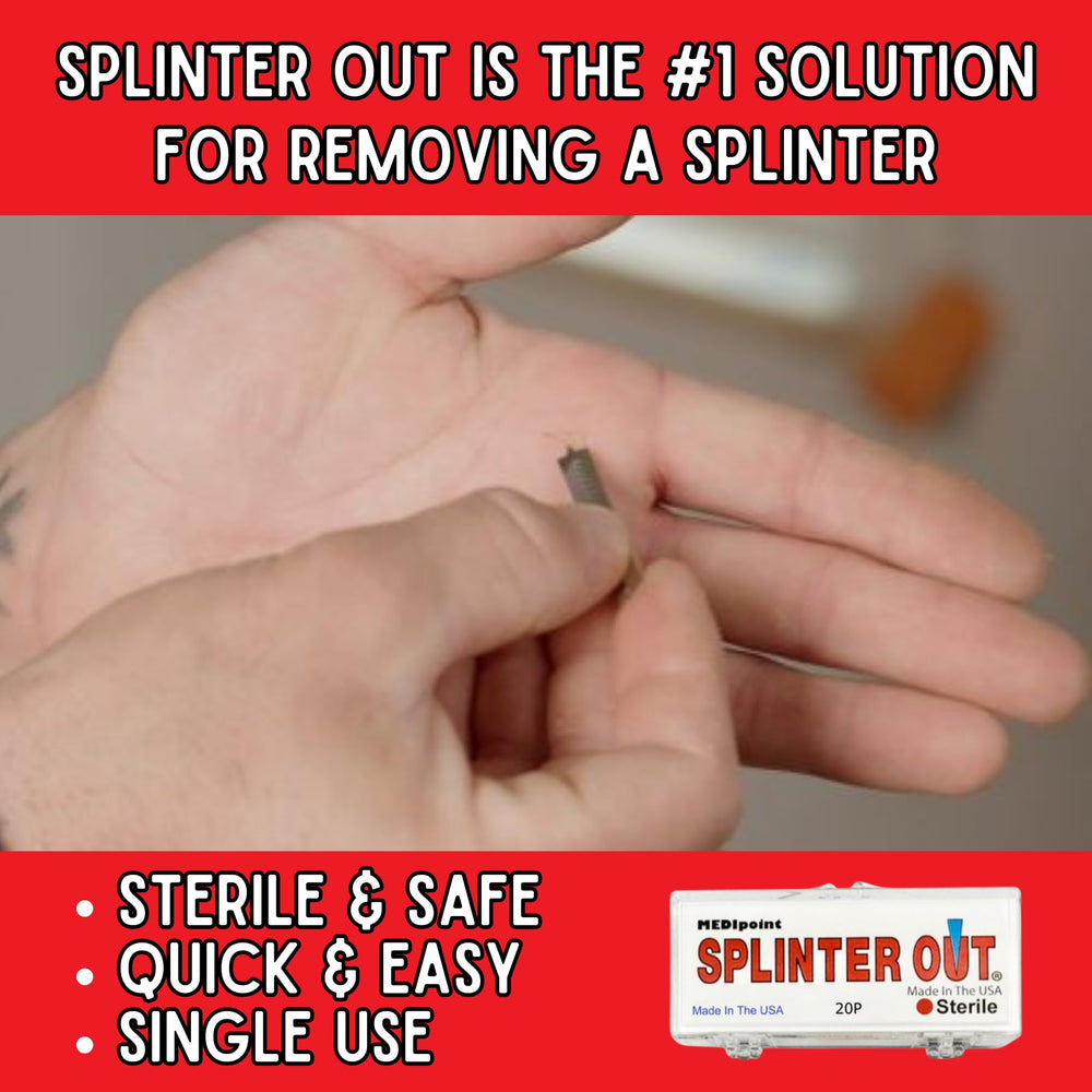 Medipoint Splinter Out tri-bevel point enables precise splinter loosening.