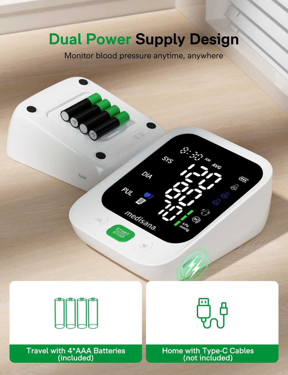 Medisana memory feature supports two users and a guest mode.