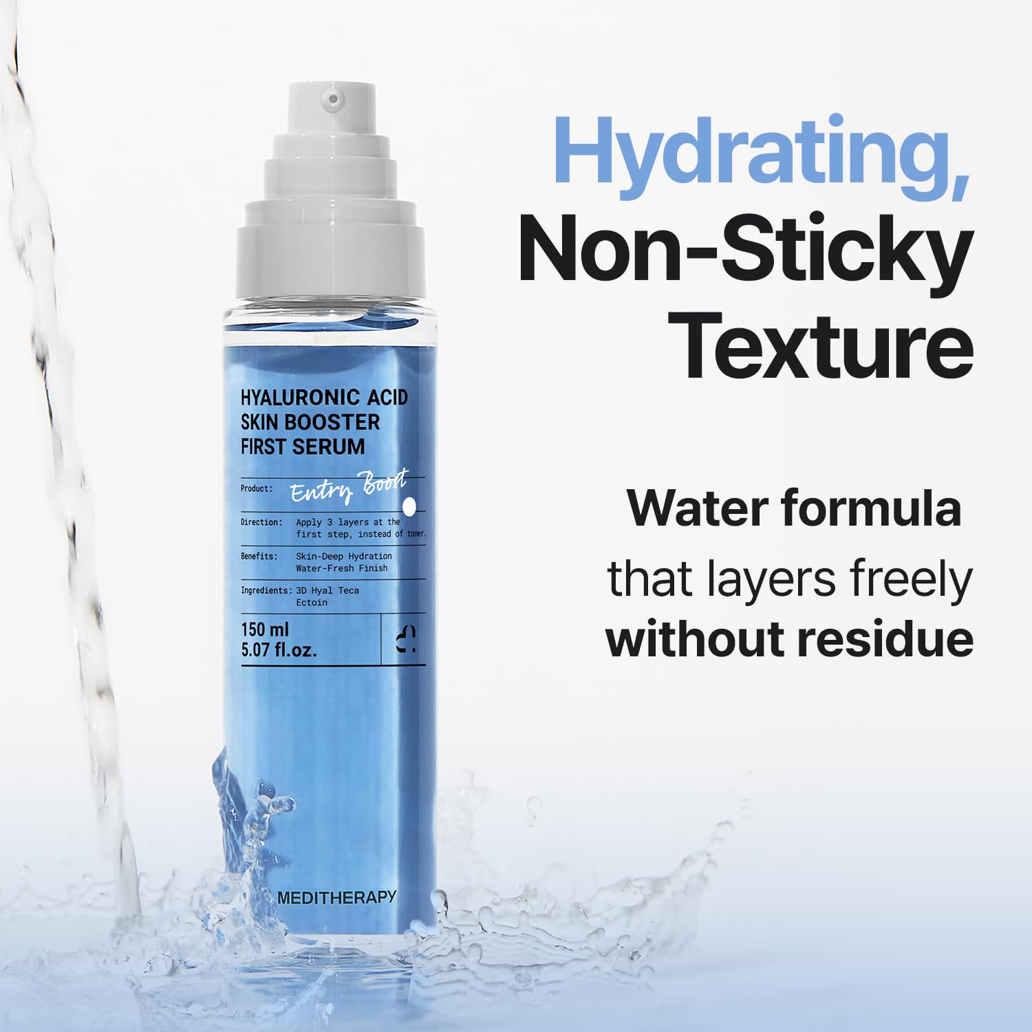 Meditherapy hyaluronic acid serum 150 ml bottle highlighted for daily care
