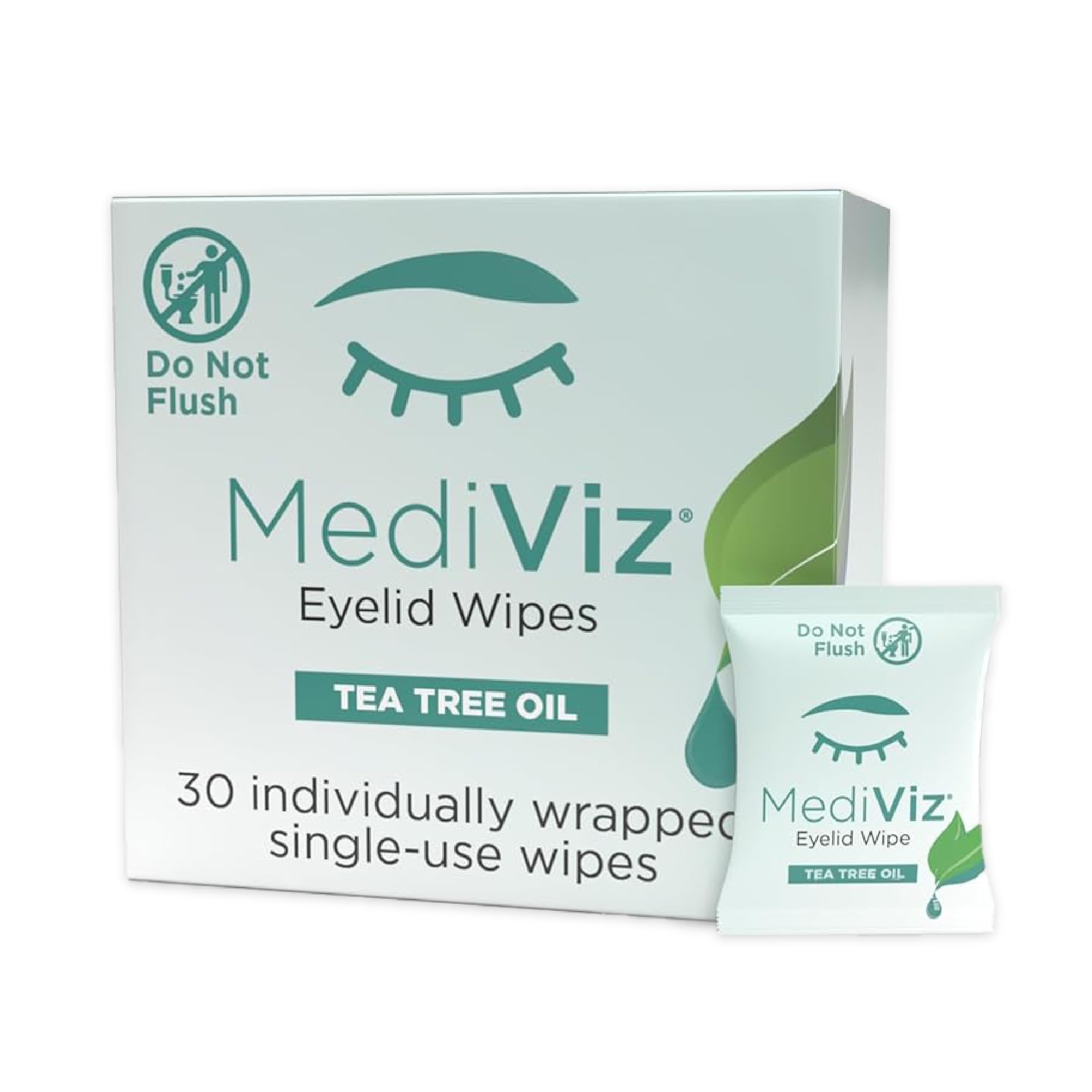 Mediviz Tea Tree Eyelid Wipes pack for on-the-go cleansing.