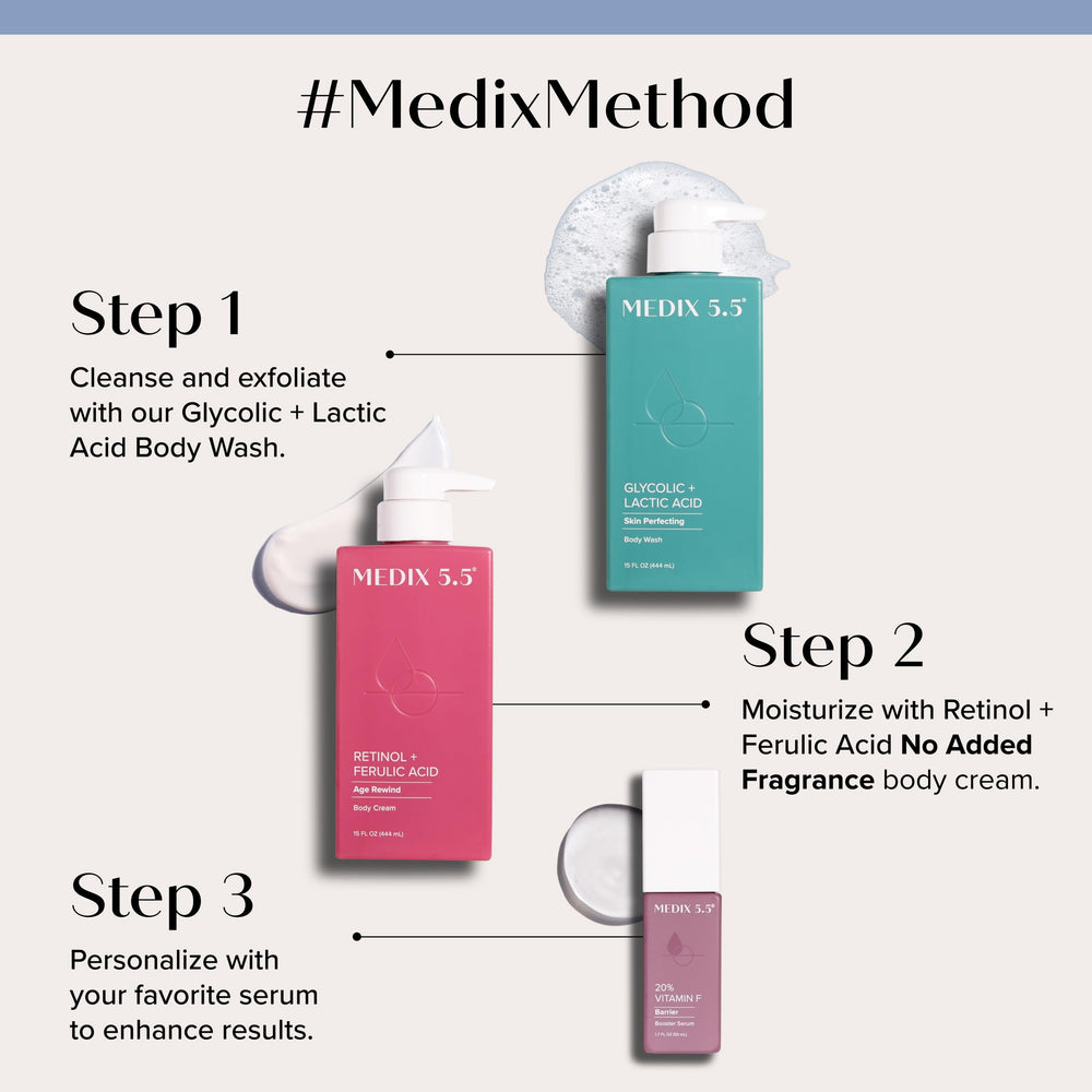 Medix 5.5 exfoliating foam lather showing rich bubbles for smoother skin.