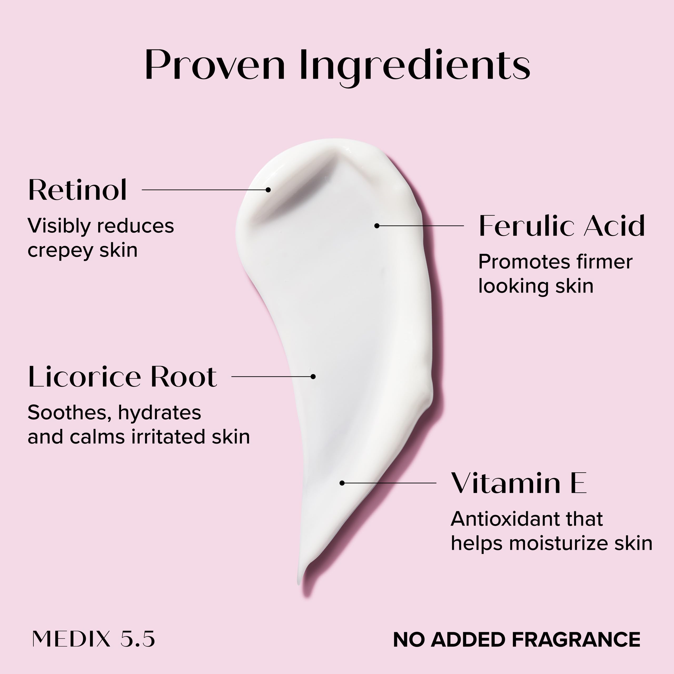 Medix 5.5 fragrance-free retinol cream swirl closeup showing rich texture