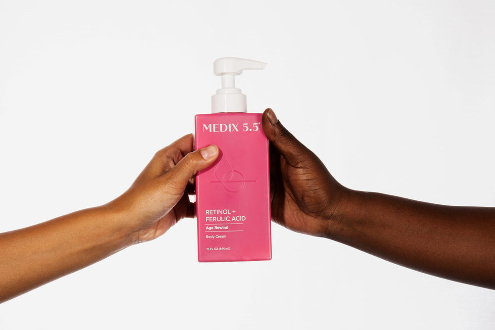 Medix 5.5 Retinol Body Lotion closeup of silky texture