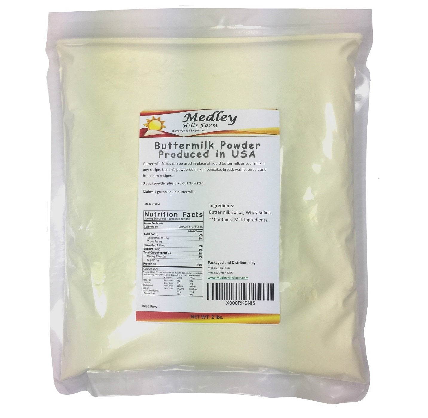 Medley Hills Farm buttermilk powder 2lb bag ideal for baking