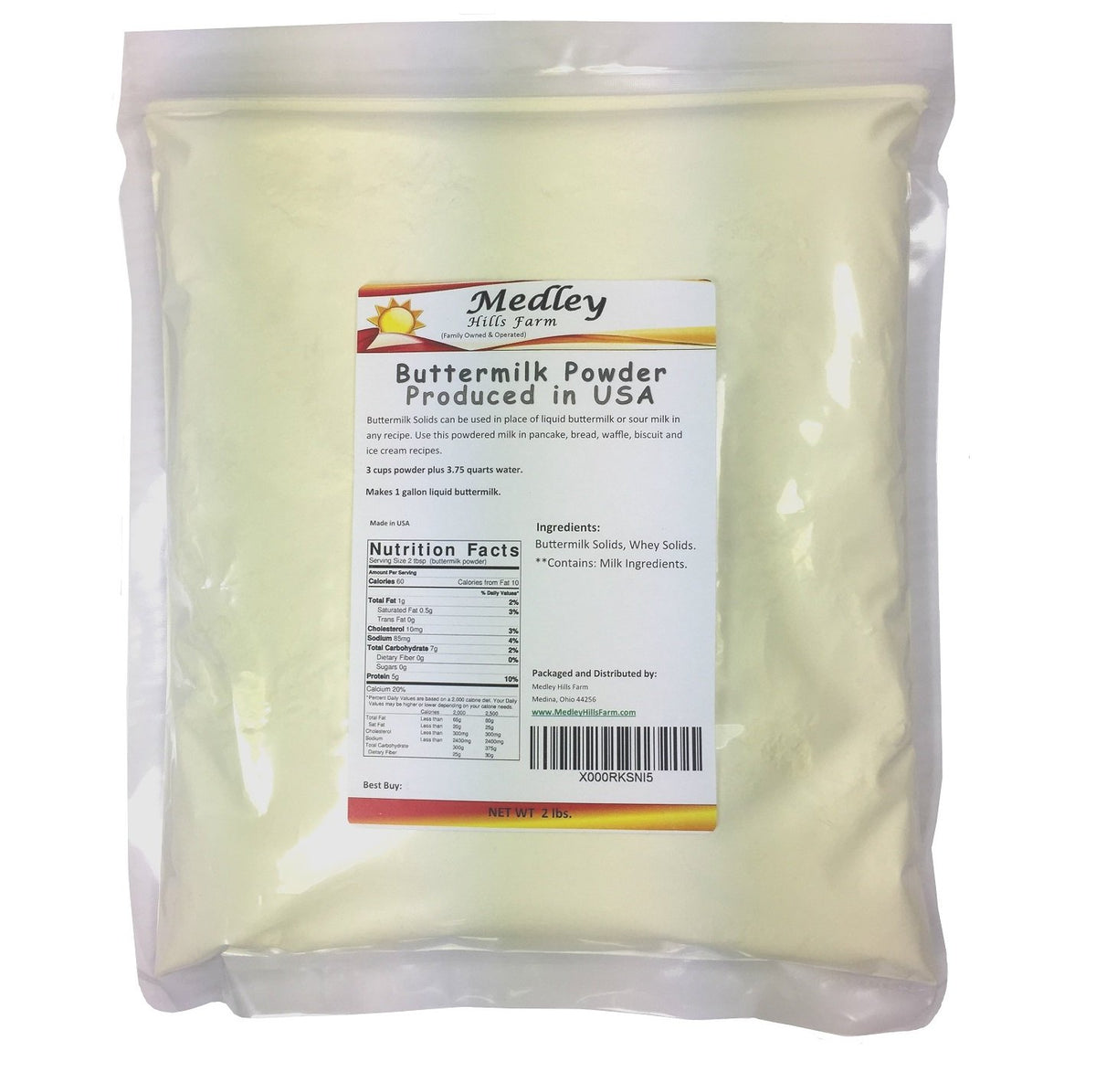 Medley Hills Farm buttermilk powder 2lb bag ideal for baking