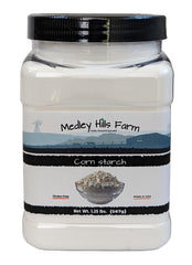 Medley Hills Farm corn starch container for easy storage and quick thickening.