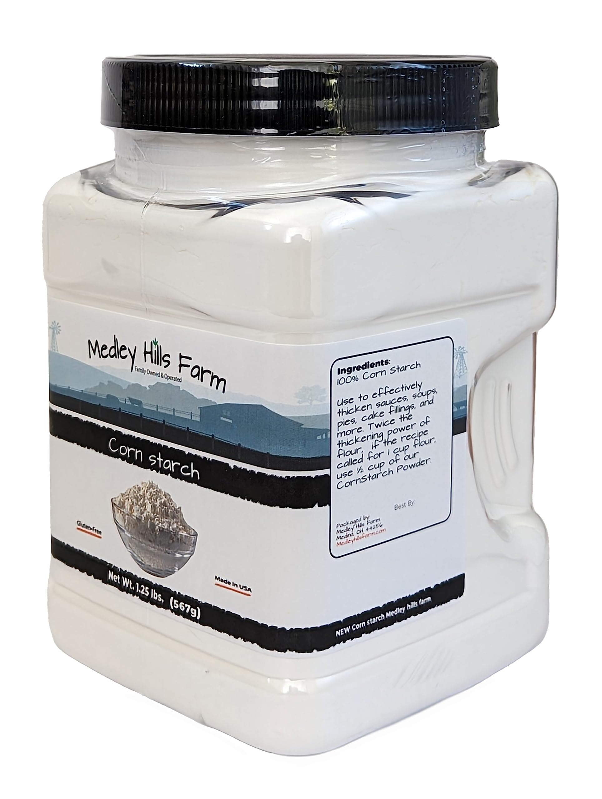 Medley Hills Farm corn starch thickens sauces with translucent, clump-free texture.