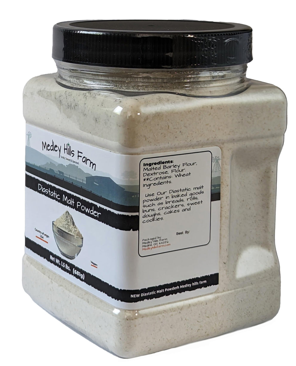 Medley Hills Farm diastatic malt powder improves bread texture and crust color.