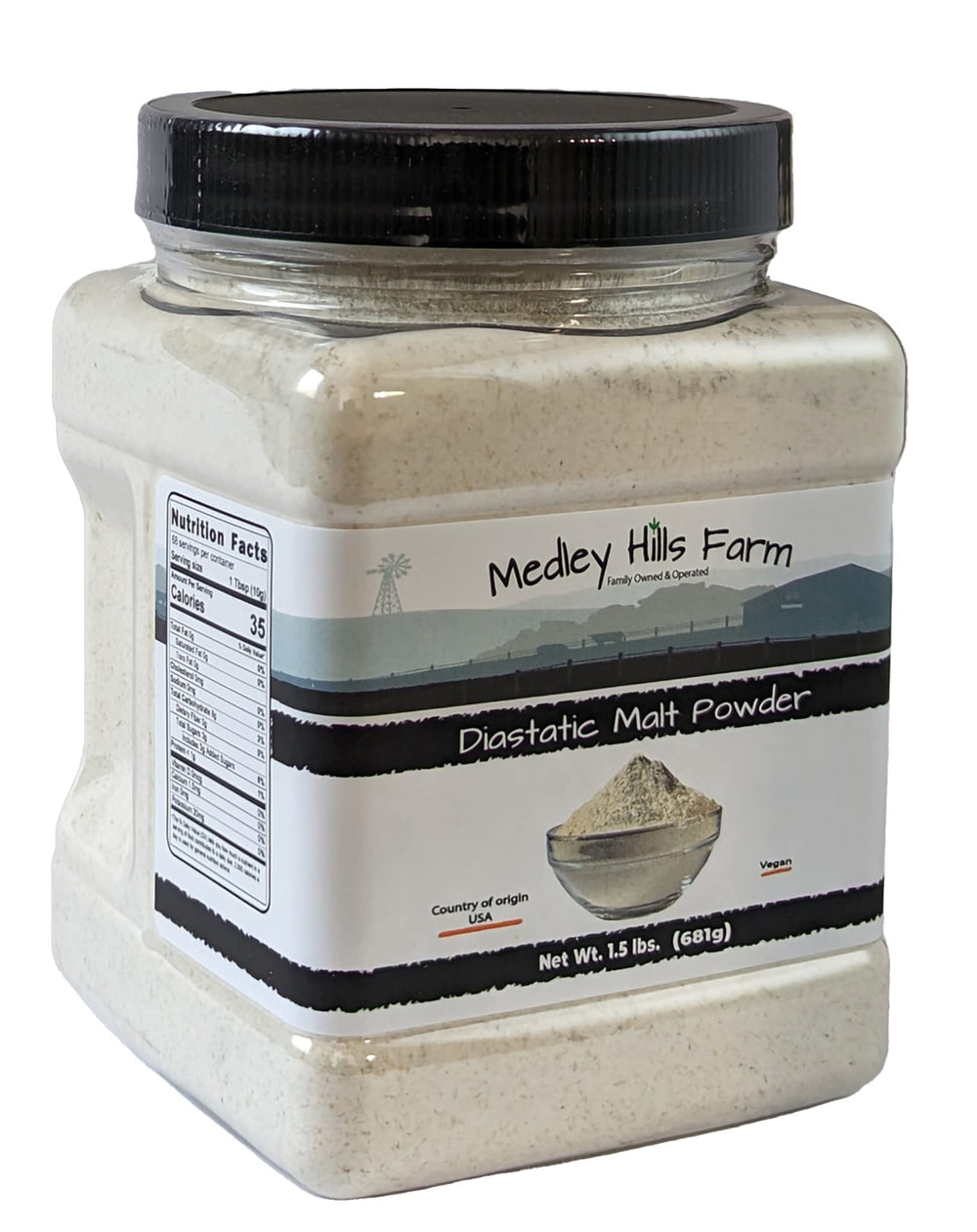Medley Hills Farm diastatic malt powder boosts pizza dough rise and crust browning.