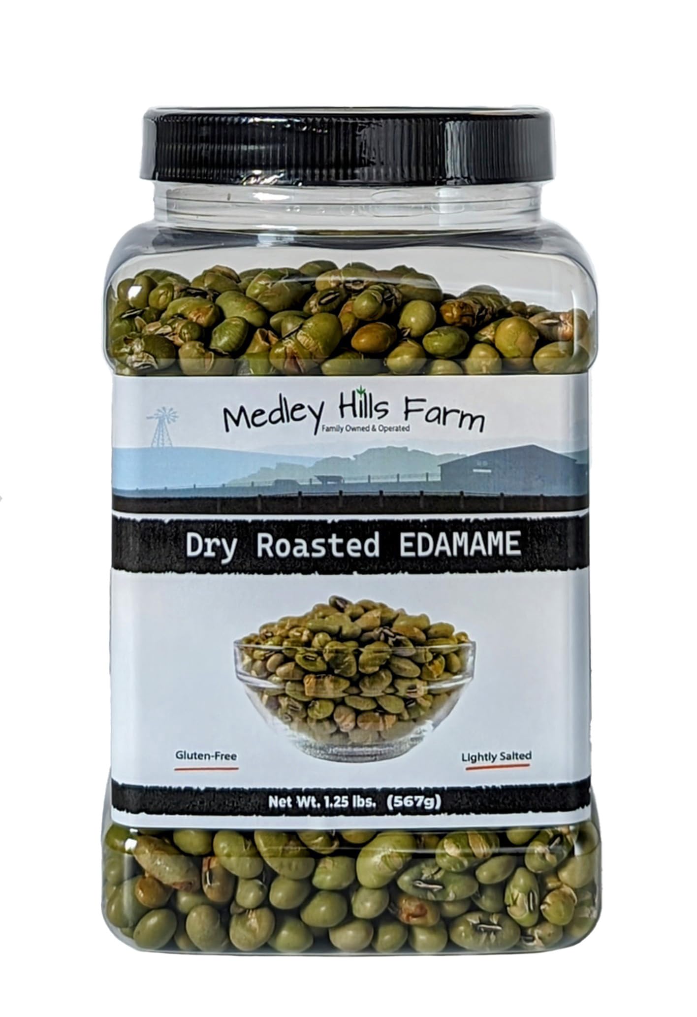Medley Hills Farm edamame closeup highlighting vibrant green beans and light salt