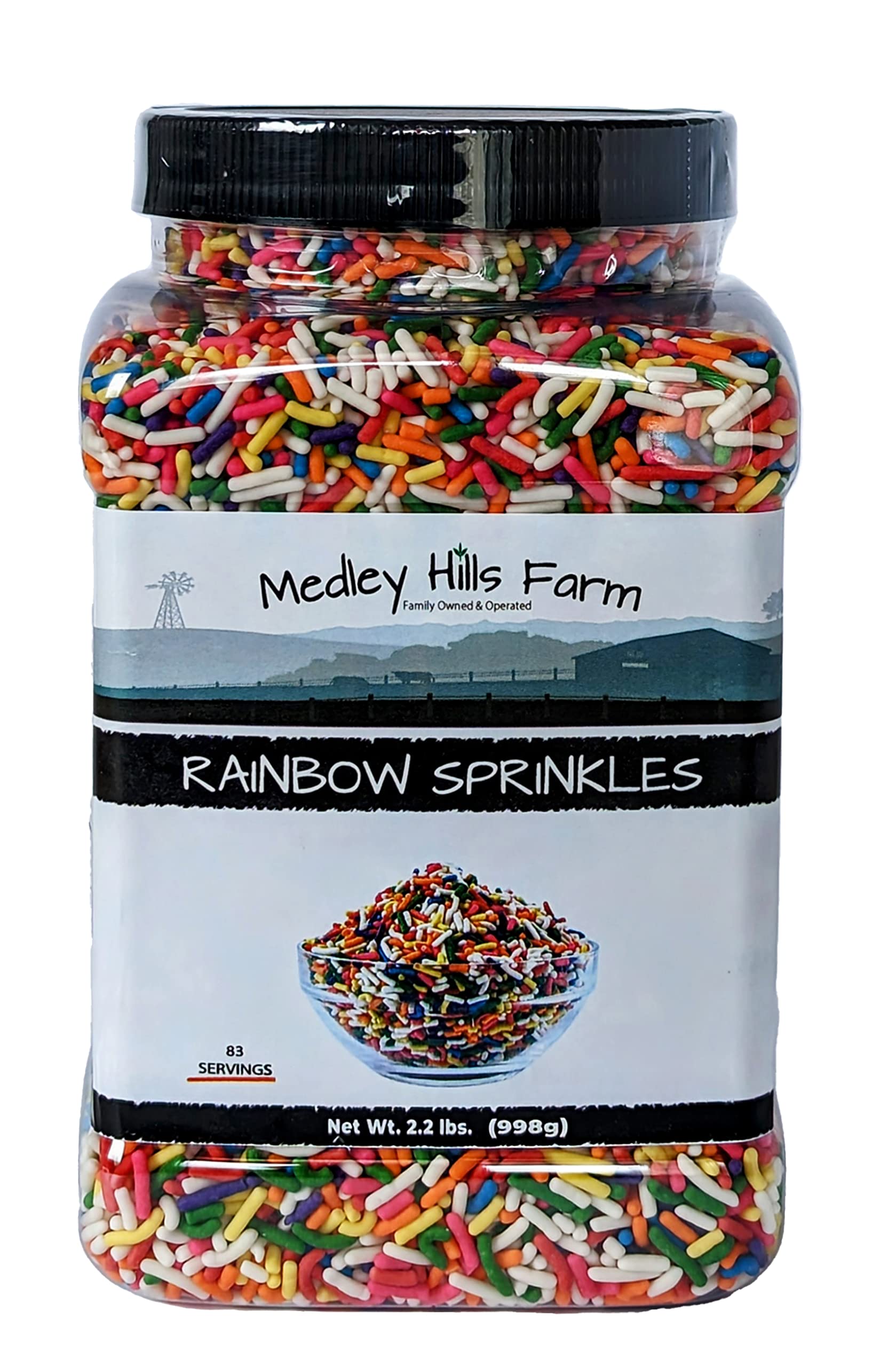 Medley Hills Farm rainbow sprinkles bulk 2.2 lb jar ready for baking