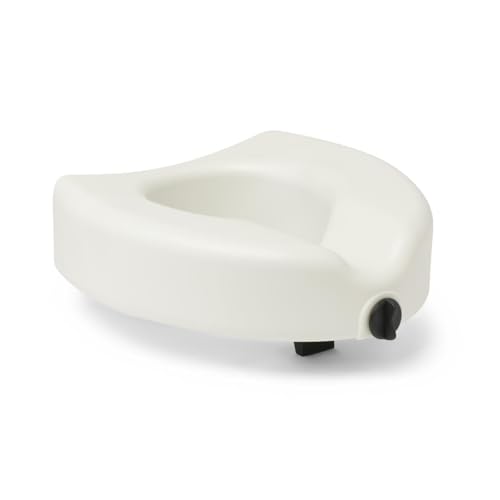 Medline 5in elevated toilet seat user-sitting: easy access and independence in bathroom routines.