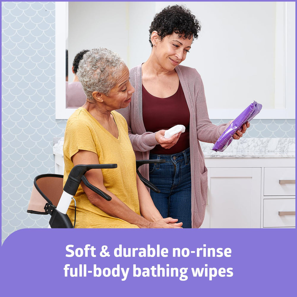 Medline ReadyBath no-rinse wipe in-use for quick cleansing application