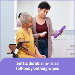 Medline ReadyBath no-rinse wipe in-use for quick cleansing application
