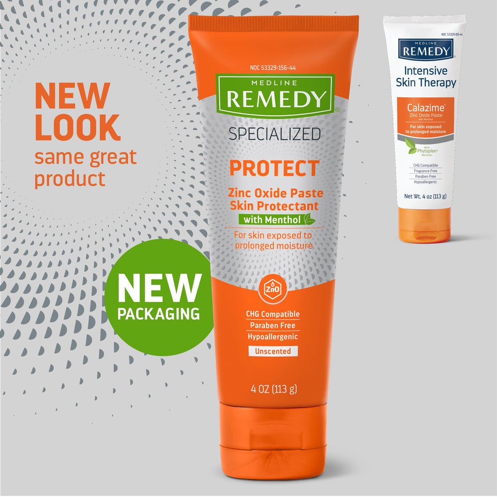 Medline Remedy calamine menthol paste close-up, soothing texture for irritated skin.