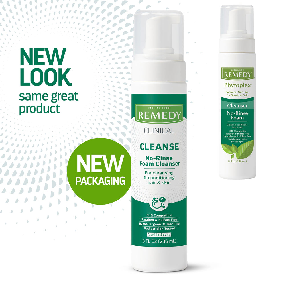 No-rinse cleanser in bathroom scene for bedside cleansing and quick cleanup.