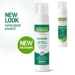No-rinse cleanser in bathroom scene for bedside cleansing and quick cleanup.