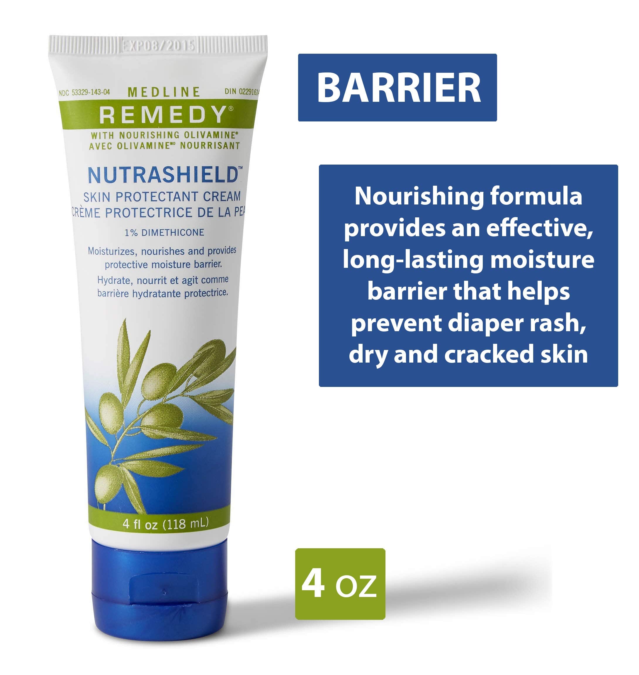 Medline Remedy Nutrashield barrier cream swirl showing creamy texture on skin.