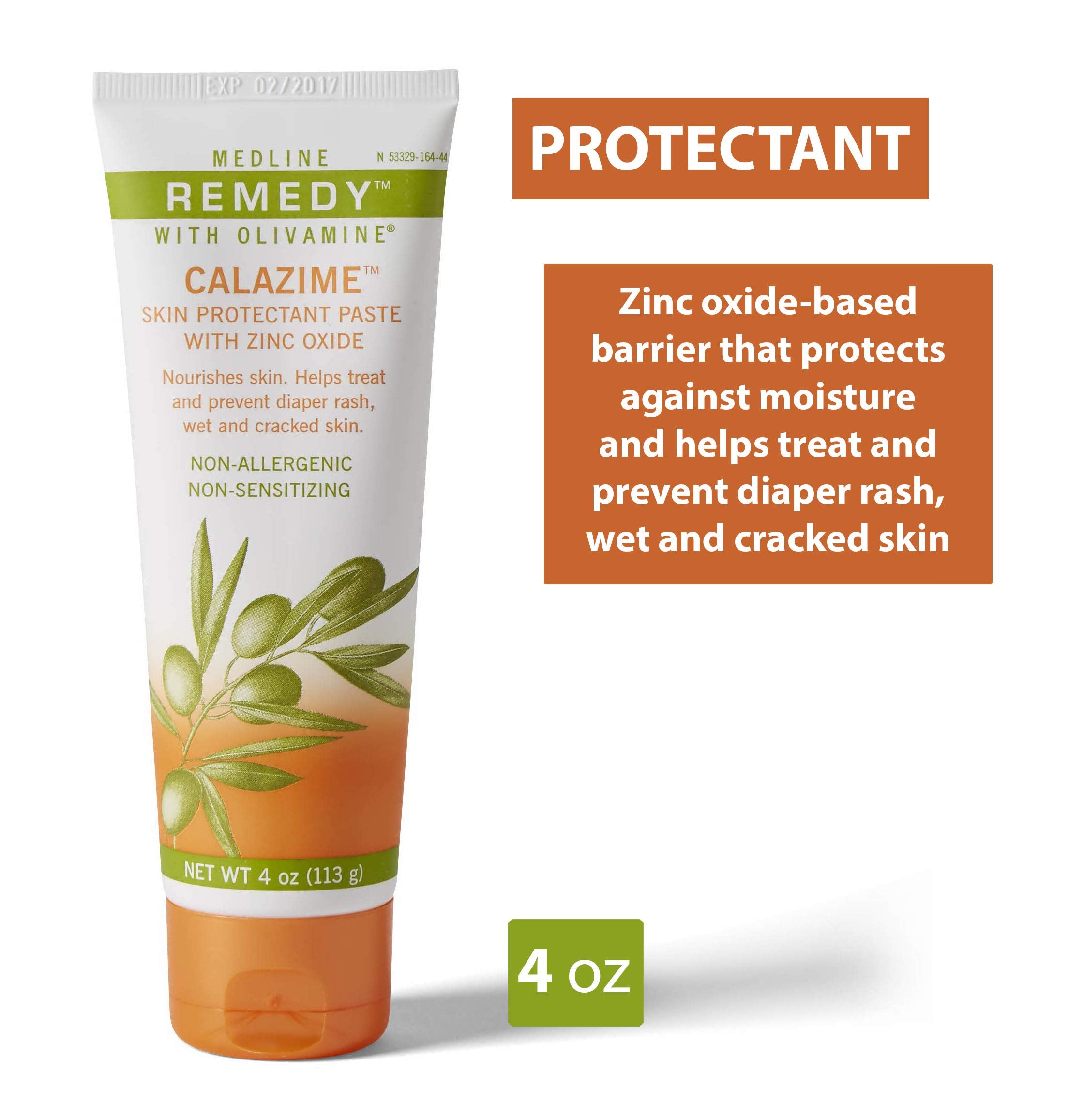 Closeup of Medline Remedy Olivamine Calazime paste texture ready for application on irritated skin