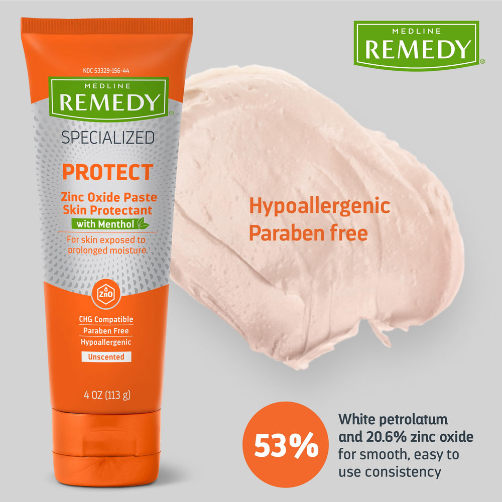 Medline Remedy unscented hypoallergenic formula, skin-friendly protection for daily wear.