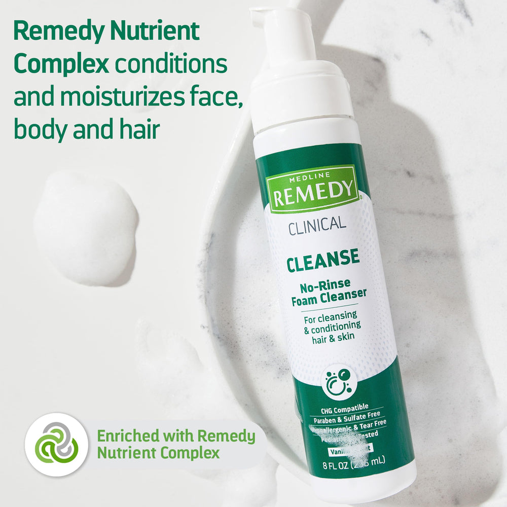 Vanilla scented foaming cleanser being applied for a soothing cleanse.