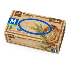 Medline Restore gloves front pack view, ready-to-use box for versatile tasks