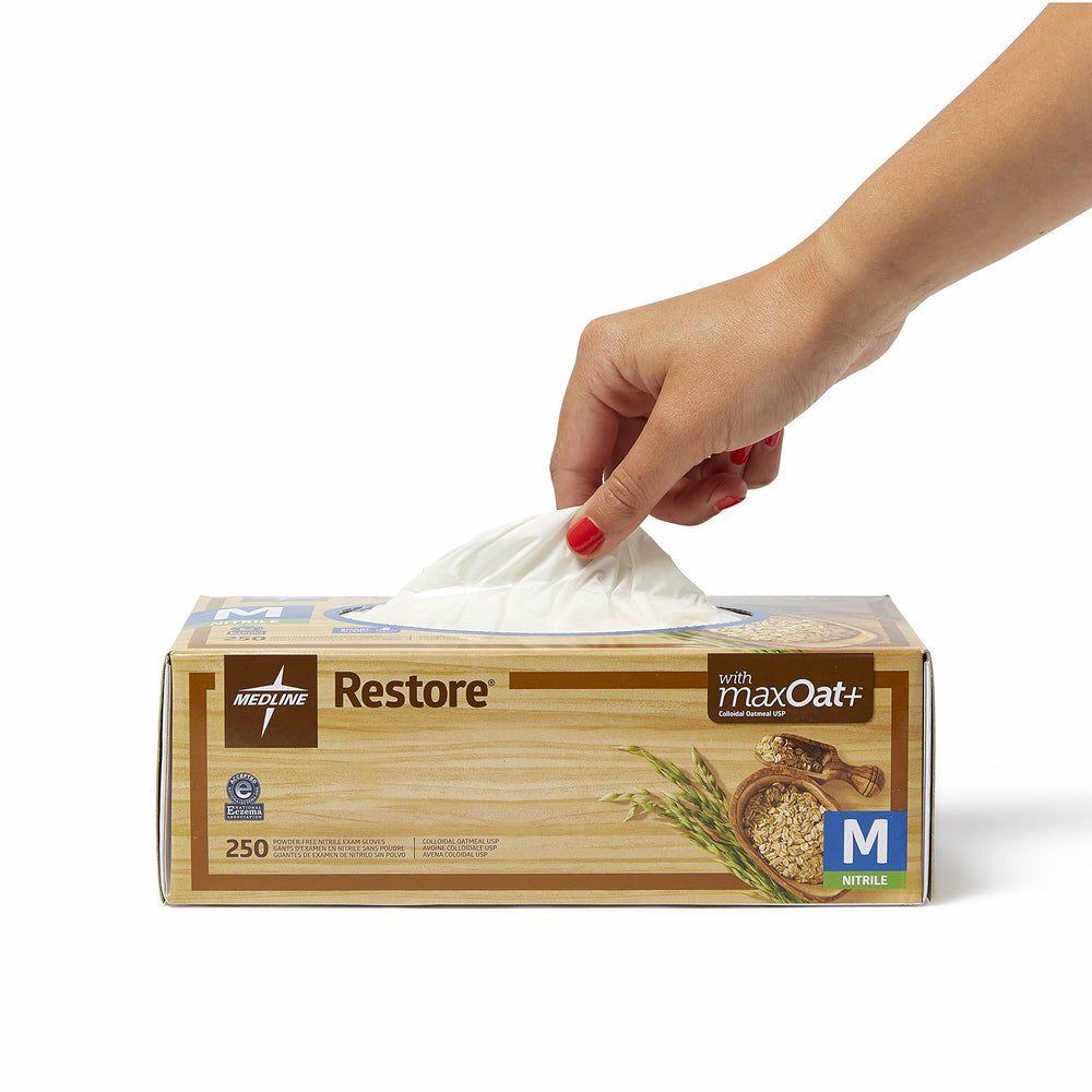 Medline Restore gloves worn during tasks like cleaning and food prep