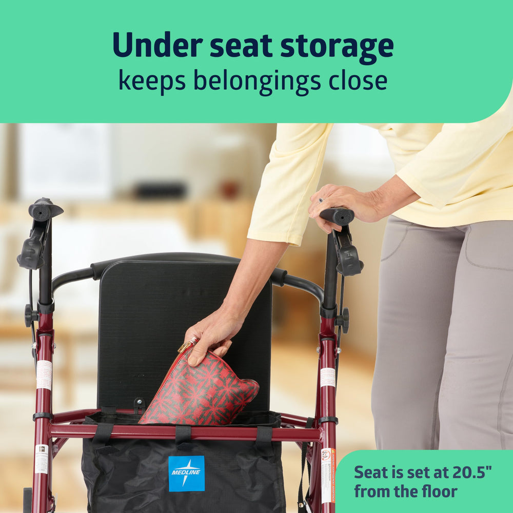 Medline under-seat storage keeps essentials secure during outings.