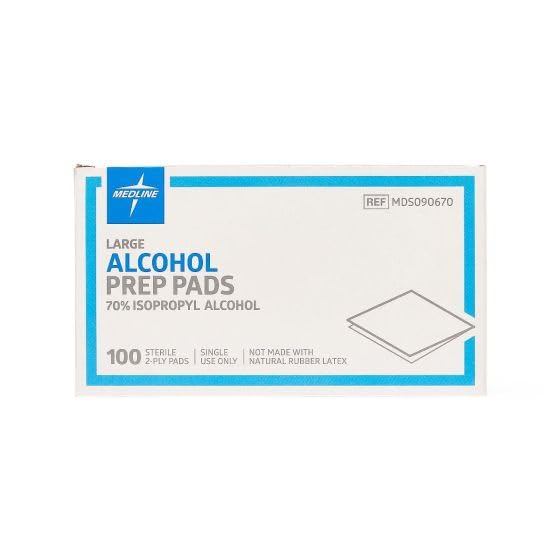Medline pads close-up showing 70% IPA saturation for quick disinfection