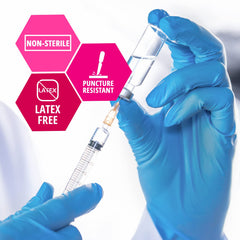 Medpride nitrile gloves textured fingertips; precise handling for fine equipment and detail work.
