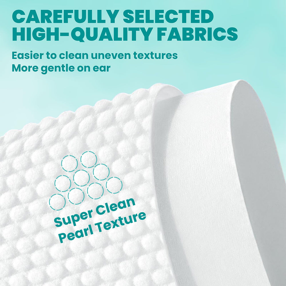MEDUWEDU ear cleaner finger wipes used on a dog's ears