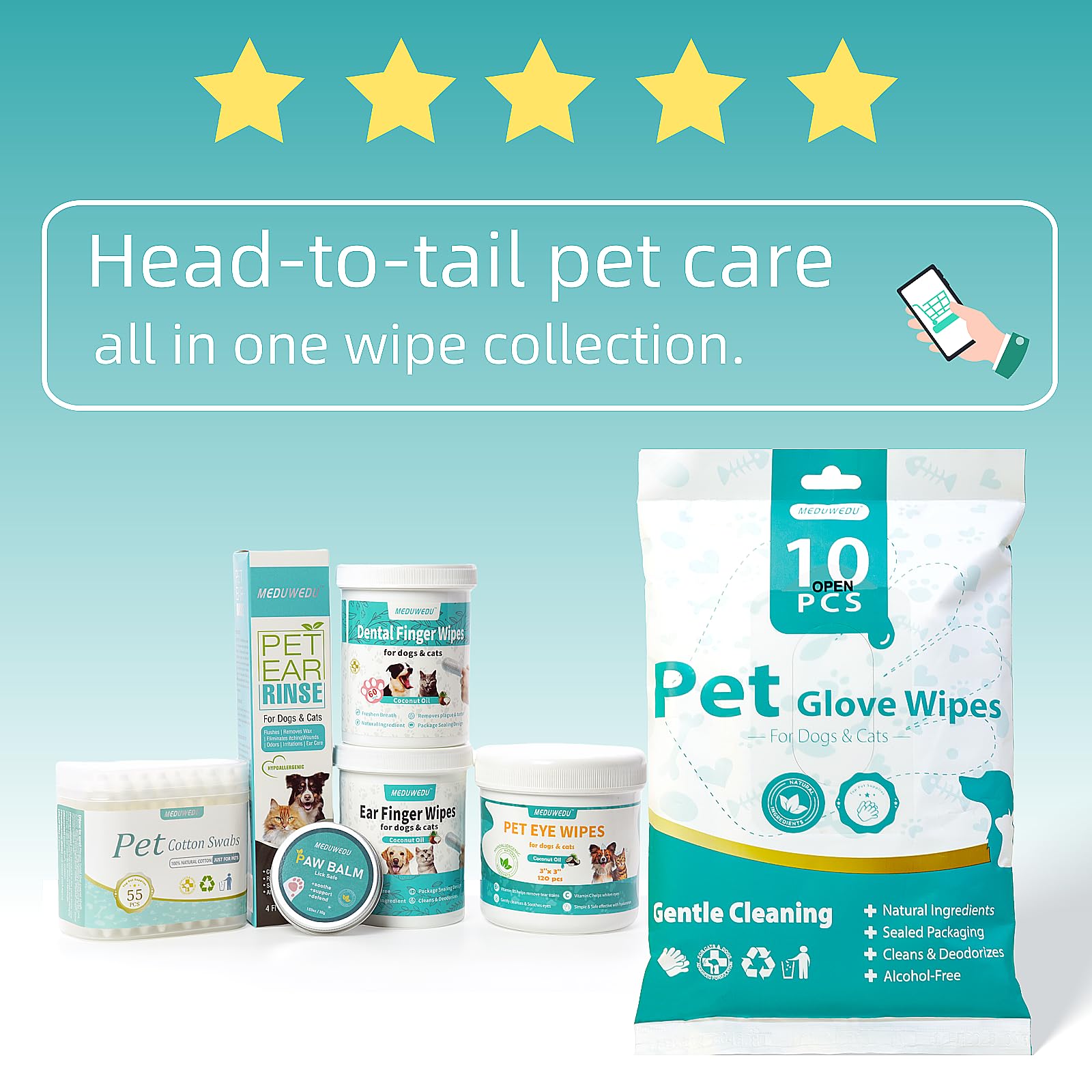MEDUWEDU Eyes Wipes gentle-grooming aid for everyday pet eye care