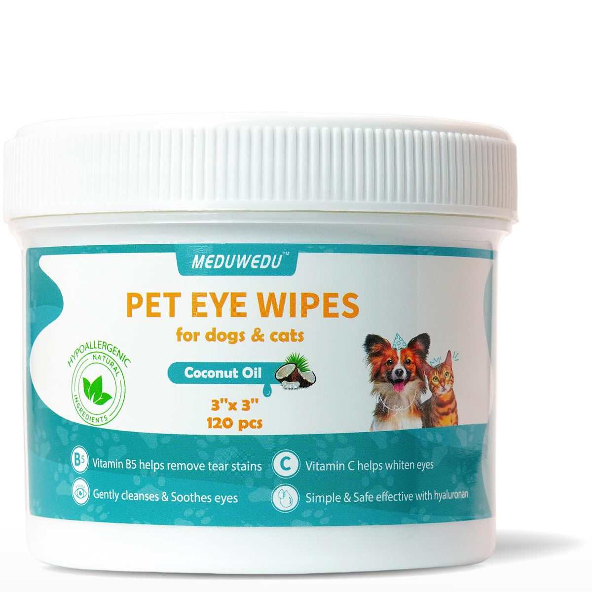 MEDUWEDU Eyes Wipes pack-120 count for gentle eye cleaning and tear stain dilution