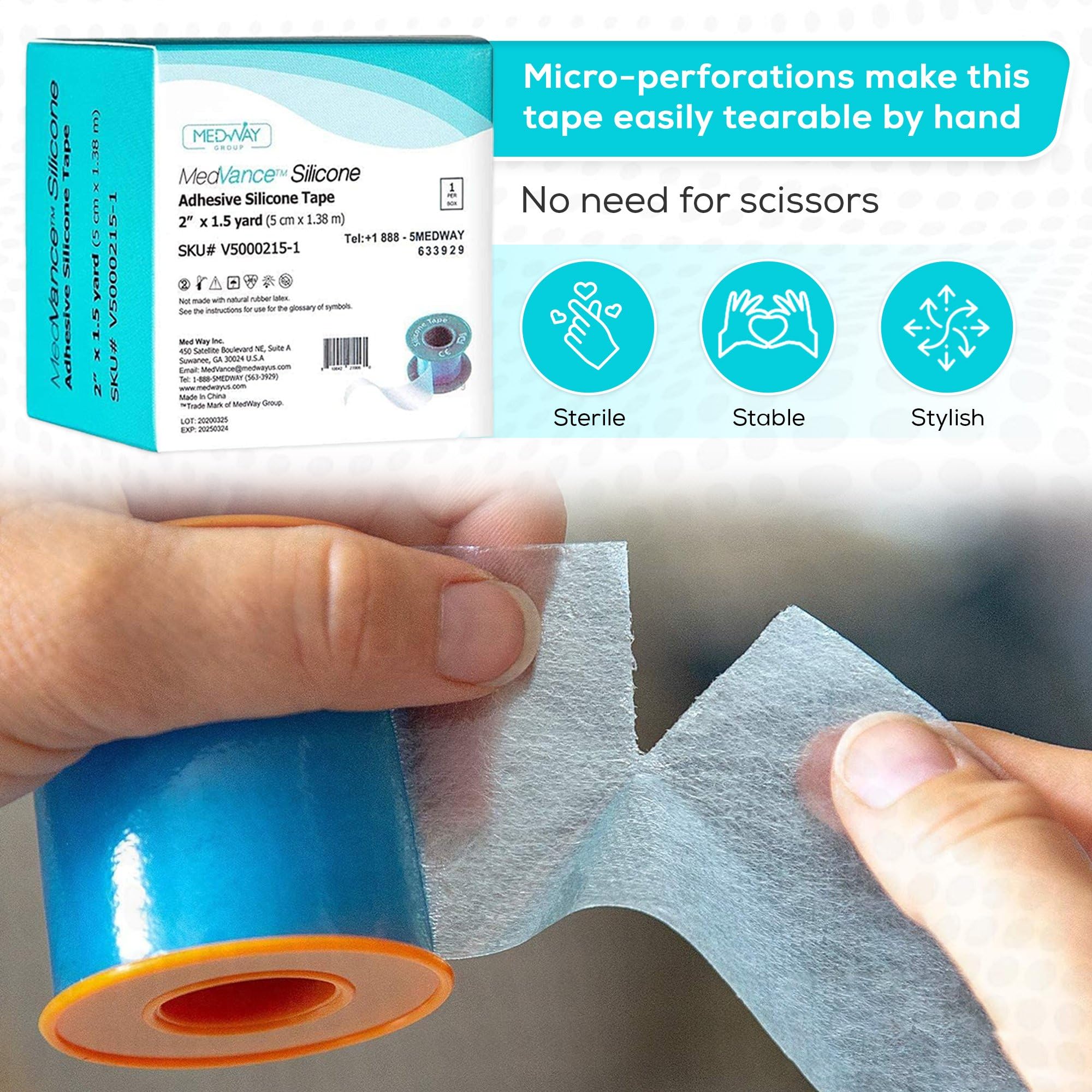 MedVance silicone tape waterproof yet breathable layer protects wounds