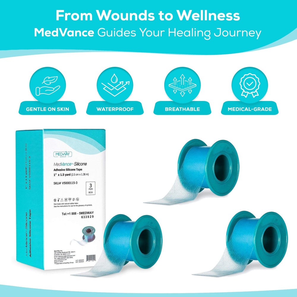 MedVance silicone tape, 1 inch width, fits skin contours comfortably