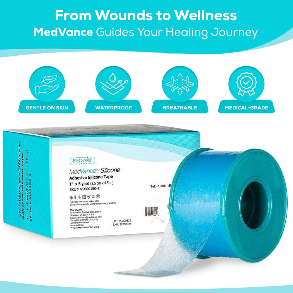 MedVance soft silicone tape applied on skin for secure, gentle dressing changes