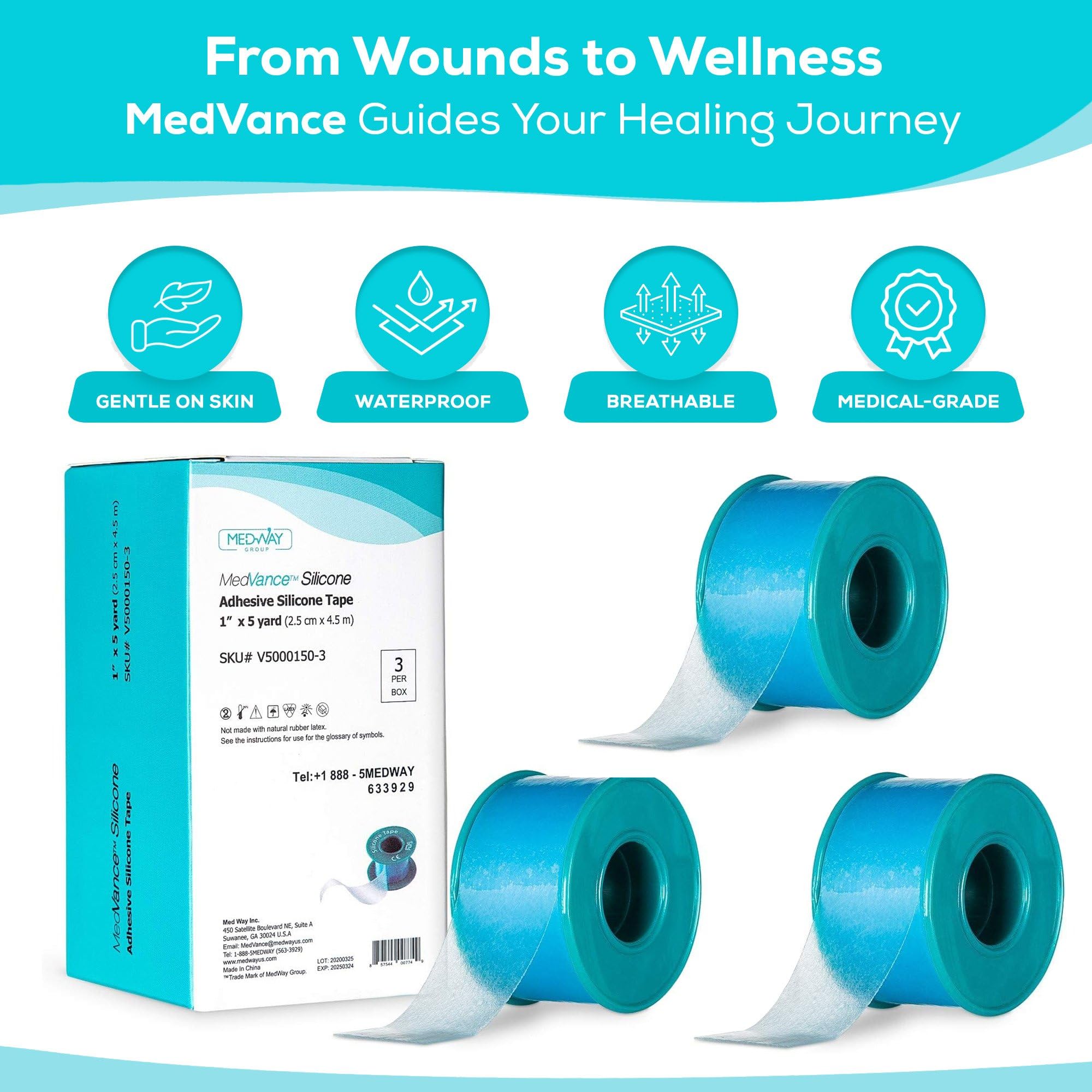 MedVance soft silicone tape close-up shows gentle adhesion without residue.