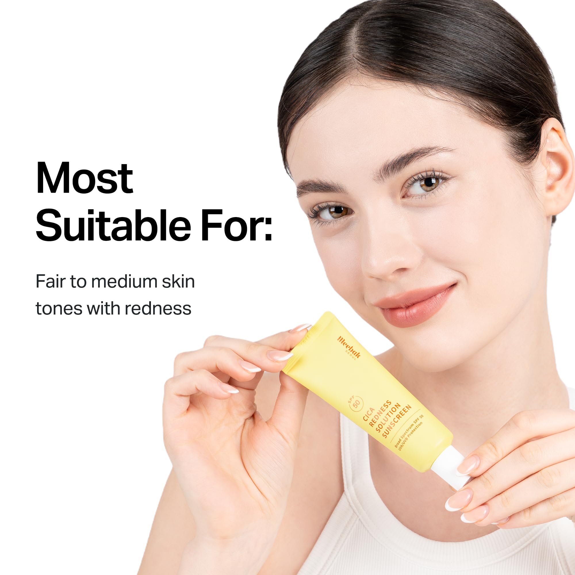 Meebak Redness-neutralizing CC cream on skin.